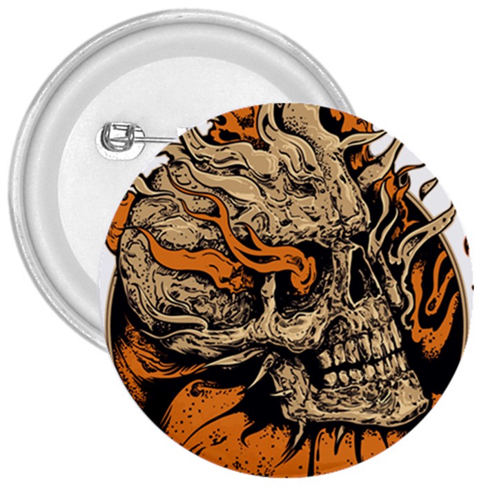 Human Skull  Skull Art Skeleton Illustration 3  Buttons