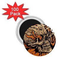 Human Skull  Skull Art Skeleton Illustration 1.75  Magnets (100 pack) 