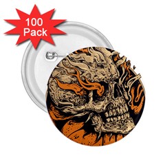 Human Skull  Skull Art Skeleton Illustration 2.25  Buttons (100 pack) 