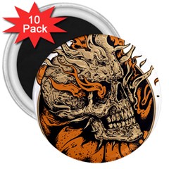 Human Skull  Skull Art Skeleton Illustration 3  Magnets (10 pack) 