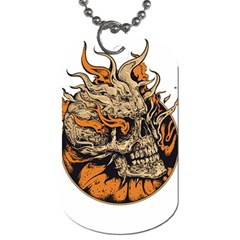 Human Skull  Skull Art Skeleton Illustration Dog Tag (one Side) by uniart180623