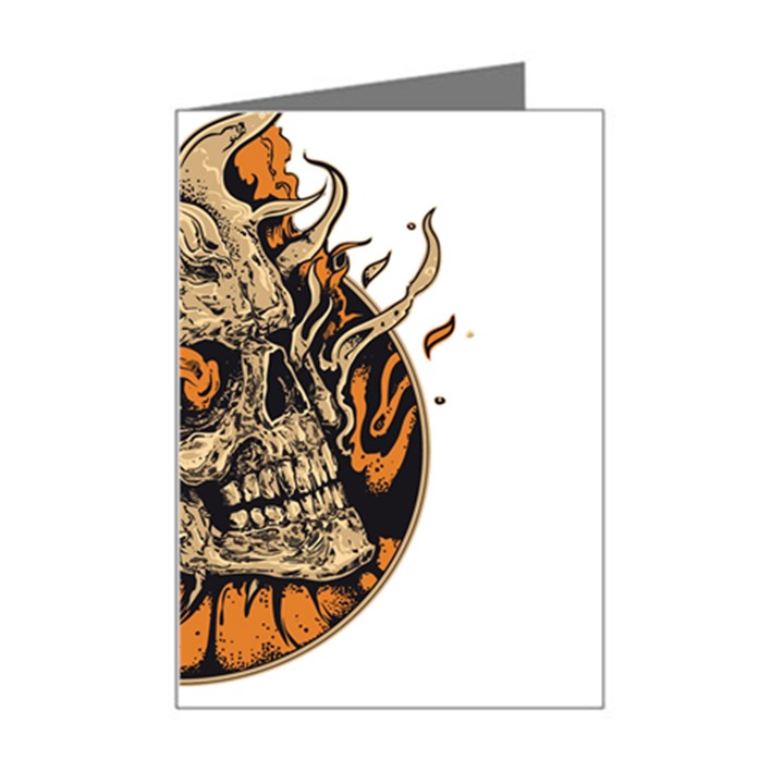 Human Skull  Skull Art Skeleton Illustration Mini Greeting Card