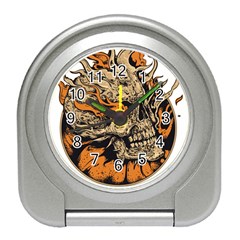 Human Skull  Skull Art Skeleton Illustration Travel Alarm Clock by uniart180623