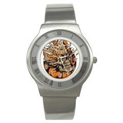 Human Skull  Skull Art Skeleton Illustration Stainless Steel Watch