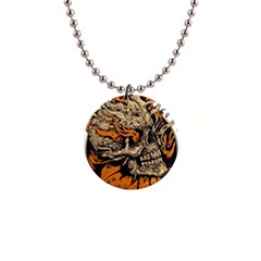 Human Skull  Skull Art Skeleton Illustration 1  Button Necklace