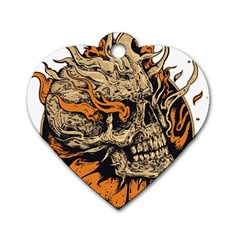 Human Skull  Skull Art Skeleton Illustration Dog Tag Heart (One Side)