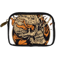 Human Skull  Skull Art Skeleton Illustration Digital Camera Leather Case