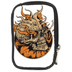 Human Skull  Skull Art Skeleton Illustration Compact Camera Leather Case