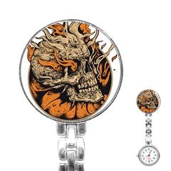 Human Skull  Skull Art Skeleton Illustration Stainless Steel Nurses Watch