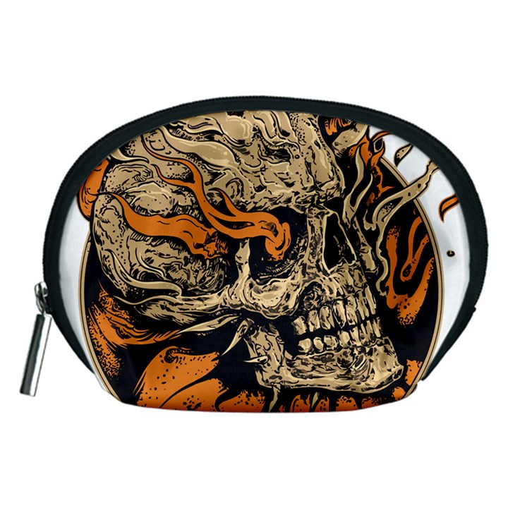 Human Skull  Skull Art Skeleton Illustration Accessory Pouch (Medium)