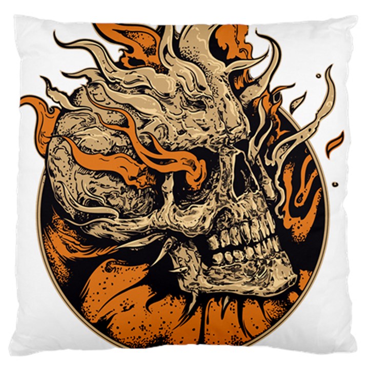 Human Skull  Skull Art Skeleton Illustration Large Premium Plush Fleece Cushion Case (Two Sides)