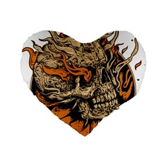 Human Skull  Skull Art Skeleton Illustration Standard 16  Premium Flano Heart Shape Cushions