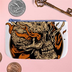 Human Skull  Skull Art Skeleton Illustration Large Coin Purse