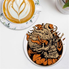 Human Skull  Skull Art Skeleton Illustration UV Print Round Tile Coaster