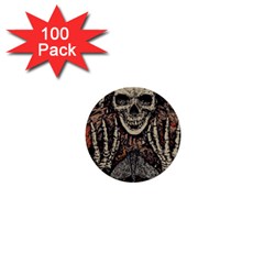 Gray And Multicolored Skeleton Illustration 1  Mini Buttons (100 Pack)  by uniart180623