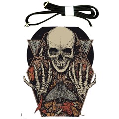 Gray And Multicolored Skeleton Illustration Shoulder Sling Bag by uniart180623