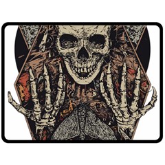 Gray And Multicolored Skeleton Illustration Fleece Blanket (large) by uniart180623