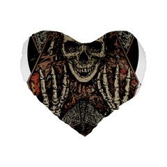 Gray And Multicolored Skeleton Illustration Standard 16  Premium Flano Heart Shape Cushions by uniart180623