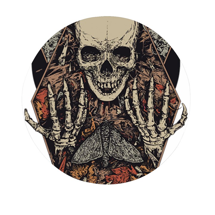 Gray And Multicolored Skeleton Illustration Mini Round Pill Box