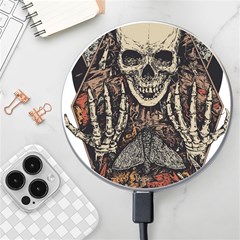 Gray And Multicolored Skeleton Illustration Wireless Fast Charger(white) by uniart180623