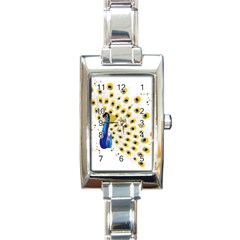 Bird Peafowl Peacock Animal Rectangle Italian Charm Watch by uniart180623