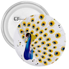 Bird Peafowl Peacock Animal 3  Buttons by uniart180623