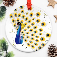 Bird Peafowl Peacock Animal Ornament (round) by uniart180623