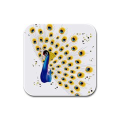 Bird Peafowl Peacock Animal Rubber Square Coaster (4 Pack) by uniart180623