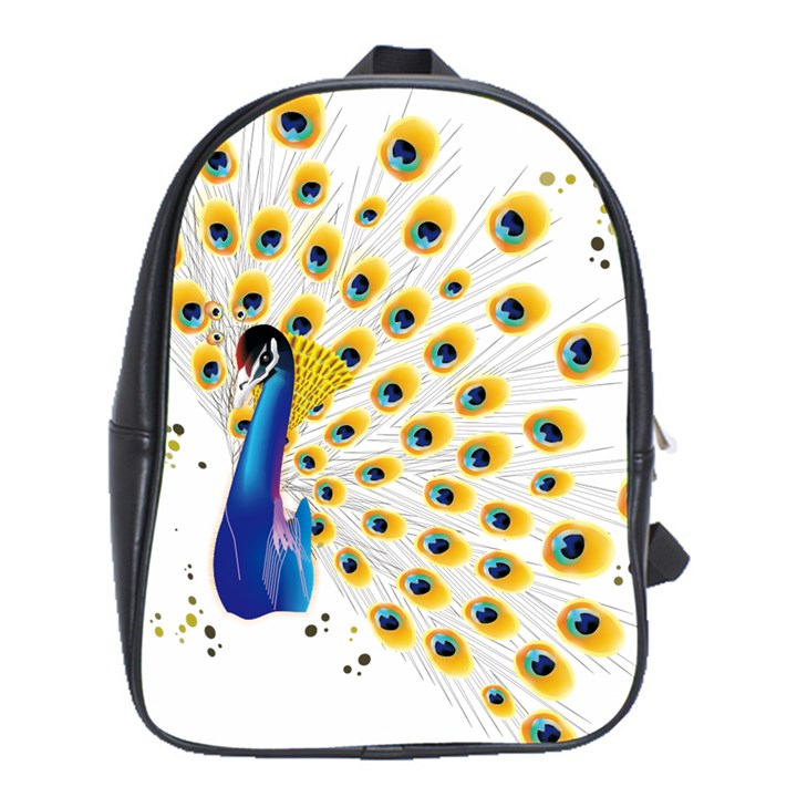 Bird Peafowl Peacock Animal School Bag (XL)