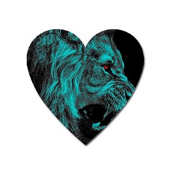 Angry Male Lion Predator Carnivore Heart Magnet by uniart180623