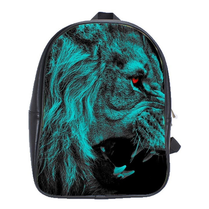 Angry Male Lion Predator Carnivore School Bag (Large)