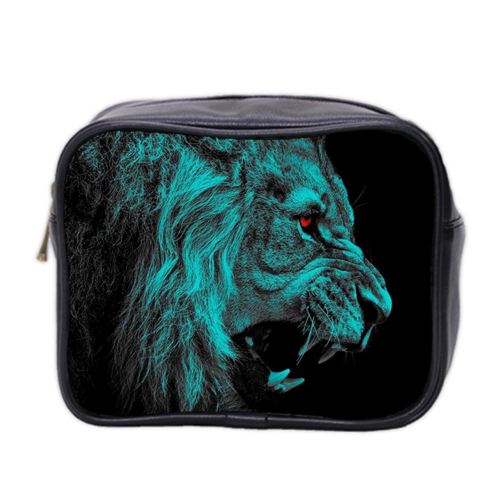 Angry Male Lion Predator Carnivore Mini Toiletries Bag (Two Sides)