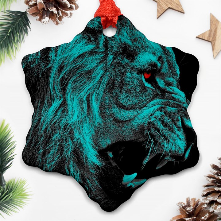 Angry Male Lion Predator Carnivore Ornament (Snowflake)