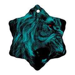 Angry Male Lion Predator Carnivore Snowflake Ornament (two Sides)