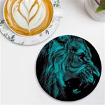 Angry Male Lion Predator Carnivore UV Print Round Tile Coaster Front