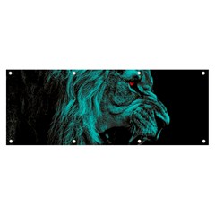 Angry Male Lion Predator Carnivore Banner And Sign 8  X 3  by uniart180623