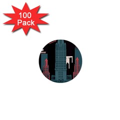 New York City Nyc Skyline Cityscape 1  Mini Buttons (100 Pack)  by uniart180623