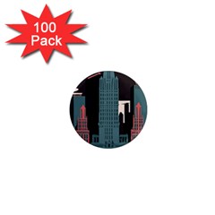 New York City Nyc Skyline Cityscape 1  Mini Magnets (100 Pack)  by uniart180623