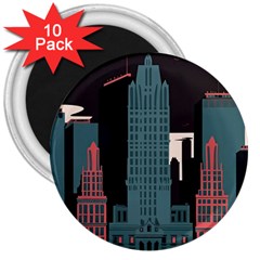 New York City Nyc Skyline Cityscape 3  Magnets (10 Pack)  by uniart180623