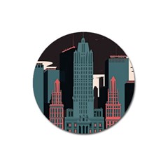 New York City Nyc Skyline Cityscape Magnet 3  (round) by uniart180623