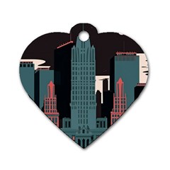 New York City Nyc Skyline Cityscape Dog Tag Heart (two Sides) by uniart180623