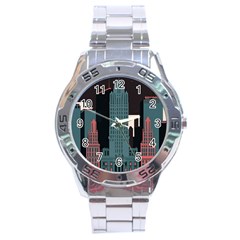 New York City Nyc Skyline Cityscape Stainless Steel Analogue Watch by uniart180623