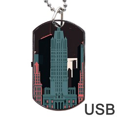 New York City Nyc Skyline Cityscape Dog Tag Usb Flash (two Sides) by uniart180623