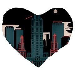 New York City Nyc Skyline Cityscape Large 19  Premium Flano Heart Shape Cushions by uniart180623