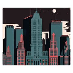 New York City Nyc Skyline Cityscape Two Sides Premium Plush Fleece Blanket (small) by uniart180623