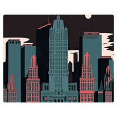 New York City Nyc Skyline Cityscape Two Sides Premium Plush Fleece Blanket (medium) by uniart180623