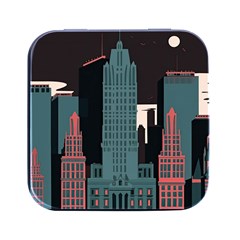 New York City Nyc Skyline Cityscape Square Metal Box (black) by uniart180623