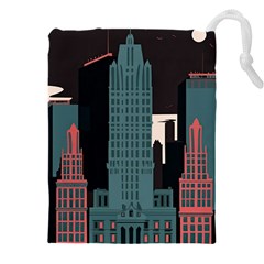 New York City Nyc Skyline Cityscape Drawstring Pouch (5xl) by uniart180623