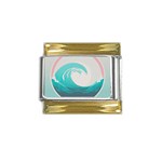 Tidal Wave Ocean Sea Tsunami Wave Minimalist Gold Trim Italian Charm (9mm) Front