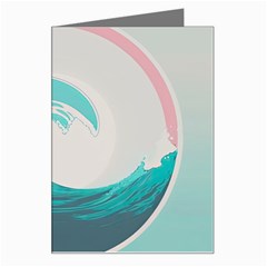 Tidal Wave Ocean Sea Tsunami Wave Minimalist Greeting Card by uniart180623